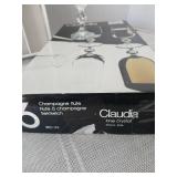 Claudia fine crystal champagne flutes 6 in total in box