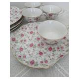 Lefton china rose tea and plate sets