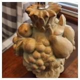 Clay fruit lamp with fennel no shade 10" tall