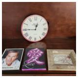 Battery operated clock and wall hangings including a signed Michael W Smith picture