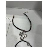 Cross necklaces and a bracelet