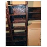 2 Wooden shelves. 81 x 30 x 11.5 and 26 x 31 x 10. Located in the basement