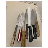 Barious knives including Farberware and Chicago cutlery