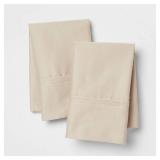 King Solid Performance 400 Thread Count Pillowcase Set True Khaki - Threshold: Cotton Sateen, OEKO-TEX Certified, Set of 2