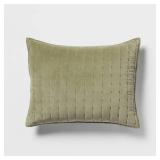 Standard Channel Stitch Velvet Quilt Sham Green - Threshold: Cotton Backing, OEKO-TEX Certified, No Flange