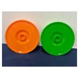 2 Target Bullseye Playground Tortilla Warmer - Orange and Green 9"D x 3.5"H