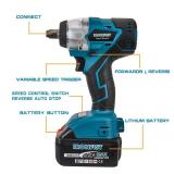 IRONFIST Cordless Impact Wrench, Electric Power Impact Screwdriver with 21V Lithium Battery Brushless Motor with 420Nm Torque