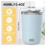 GraateHearrt Self stirring Coffee Mug,Stainless Steel rechargeable Auto shut off Mixing Cup with Lid warmer for Tea Cocoa Milk,14 oz Electric mixer Mug, BlueTemperature Control Mug Keep 131?