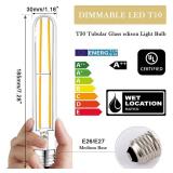 NOVELUX 7.3 Inch E26 Led Bulb 60 watt Dimmable,2700k Soft White Edison Bulbs,6W Tubular T10 Long Clear Glass Light Bulb for Rustic Pendant,Industrial Pipe,Wall Sconces,Chandeliers(4 Pack)