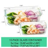 C CREST [10-Pack Glass Food Storage Containers (A Set of Five Colors), Meal Prep Containers with Lids for Kitchen, Home Use - Airtight Glass Lunch Boxes