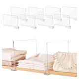 Sclvdi Acrylic Shelf Dividers,8 Pcs Closets Shelf Organizer for Clothing Handbags Books in Pantry, Bedroom and Kitchen, Adjustable Clear Closet Separator Wood Shelves Organize(11.1x 8.1)