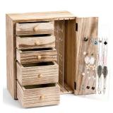 Homde Wood Jewelry Organizer 5 Layer Jewelry Box for Rings, Necklaces, Earrings, Bracelets, Watches Rustic Jewelry Boxes and Organizers for Women