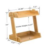 GOBAM Spice Rack Organizer 2-Tier Kitchen Countertop Cabinet Storage Shelf, Assemble Quickly, Bamboo