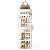 WEXCISE Metal Shoe Rack Organizer 10 Tiers Tall Shoe Rack 20-24 Pairs Narrow Shoe Racks for Closets Entryway Vertical Shoe and Boots Organizer Storage Sturdy White Shoe Shelf Shoe Cabinet