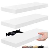 Sorbus Floating Shelves for Wall, Bathroom Shelves Wall Mounted for Kitchen, Bedroom, Bathroom Storage Over Toilet, Hanging Book Shelf for Wall Home Decor Living Room (White, 3 Pack)