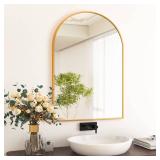 HARRITPURE 24"x36" Arched Bathroom Mirror - Wall Mounted Mirror - Gold Arch Mirror - Aluminum Alloy Frame Bathroom Mirror Living Room, Bedroom, Bathroom and Entryway - Retail: $84.93