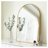 HARRITPURE 24"x36" Arched Bathroom Mirror - Wall Mounted Mirror - Gold Arch Mirror - Aluminum Alloy Frame Bathroom Mirror Living Room, Bedroom, Bathroom and Entryway - Retail: $84.93