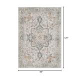 GENIMO 8x10 Area Rugs for Living Room, Machine Washable Non Slip Vintage Retro Rugs, Low Pile Lightweight Chenille Print Rug for Bedroom, Dining Room, Home Office, Light Taupe Brown