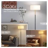 Karjoefar 2-Light Floor Lamp, Mid Century Floor Lamp with White Fabric Shade, Standing Lamp Tall Lamp for Living Room Bedroom, 3 Color Temperatures 9W Bulb Include