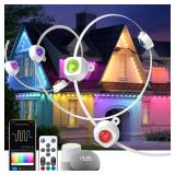 Deerdance Permanent Outdoor Lights for House 100ft Smart ICRGB Outside Light Eaves Lights for Trim Light Year Round String Light Work with Alexa, Google (100ft) - Retail: $150.57