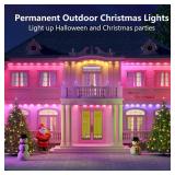 Deerdance Permanent Outdoor Lights for House 100ft Smart ICRGB Outside Light Eaves Lights for Trim Light Year Round String Light Work with Alexa, Google (100ft) - Retail: $150.57