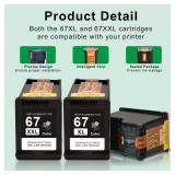 SAILNER Remanufactured Ink Cartridge Replacement for HP Ink 67 67XL 67XXL Ink Cartridge Black/Color Combo Pack for DeskJet 4155e 2755e 4155 2700 Envy 6055 Printer (1 Black, 1 Tri-Color, 2 Pack)