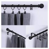 Thestoa Curtain Rods for Windows 30-46 Inch, 5/8" Matte Black Curtain Rods, Stainless Steel Small Curtain Rods for Bedroom, Living Room,Kitchen,Farmhouse, Outdoor Curtain rod Black