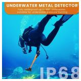 Widazzla Underwater Metal Detector, Fully Waterproof Metal Detector for Adults, IP68 Built-in 1600mah Battery Metal Detector for Diving Treasure Hunting - Retail: $80.72