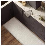 FRESHMINT Boho Kitchen Mat 17.3"x60" 0.47" Narrow Anti-Fatigue Cushioned Kitchen Mats for Floor, Long Waterproof Non Slip Comfort Standing Mat Kitchen Rug Runner for Kitchen Sink, Oatmeal Beige