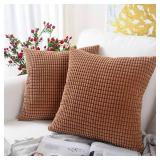 MERNETTE Pack of 2, Corduroy Soft Decorative Square Throw Pillow Cover Cushion Covers Pillowcase, Home Decor Decorations for Sofa Couch Bed Chair 18x18 Inch/45x45 cm (Granules Black)