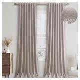 Brown Grey Blackout Curtains 84 Inch Length 2 Panels Set for Living Room Bedroom Back Tab Thermal Insulated 100% Black Out Linen Drapes Room Darkening Window Curtains 84 Inches Long Brown Grey