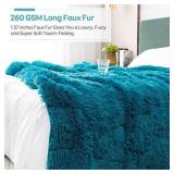 Cottonblue Weighted Blanket 15lbs, Faux Fur Sherpa Reversible Luxury Snugly Long Fur Heavy Blanket 48x72 inches,Warm Elegant Plush Sherpa Microfiber Blanket for Couch Bed Chair Photo Prop,Teal Green