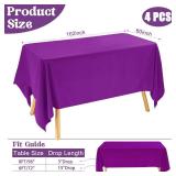 JALANCY 4 Pack Rectangle Tablecloth 60x102 Inch Purple Table Cloth for 6 Foot Rectangle Tables Washable Polyester Table Cover for Wedding Dining Table Buffet Parties Banquet Decoration?Purple?