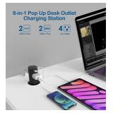 $$! Pop up Outlet for Countertop with USB C,2.5in Hole Desktop Power Grommet,4 Outlets 4 USB Ports,15A Tamper Resistant Receptacle Surface Mount,Space Saver Recessed Outlet,6 Ft Cord