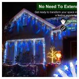 792 LED Christmas Lights with 176 Drops, 82ft 8 Modes Fairy Hanging String Lights with Time Waterproof, Plug-in Christmas String Lights for Holiday Wedding Party Christmas Decorations Blue & CoolWhite