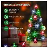 [Timer] Christmas Lights Decorations, 10 FT 30 LED Battery Operated Christmas Tree Santa Snowflake String Lights, 8 Lighting Modes Waterproof Xmas Fairy Lights for Home Party Indoor Outdoor Decor