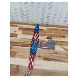 moxunmo Key Lanyard for Men ID Badges with Retractable Reel Clip Badge Holder Cool American Flag Keychain Lanyard