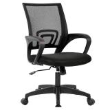 Home Office Chair Ergonomic Desk Chair Mesh Computer Chair with Lumbar Support Armrest Executive Rolling Swivel Adjustable Mid Back Task Chair for Women Adults, Black - one castor holder is cracked - 