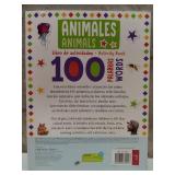 100 Animal Words Sticker Activity Book - Spanish and English translation