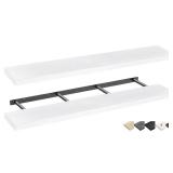 QEEIG Bathroom Shelves 55 inches Long Wall Shelf Large Extra Long 55 x 9 inch Set of 2, White, Retail $130