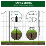 6 Panels No Dig Decorative Outdoor Garden Fence, 26.4 in(H) X 12.7 ft(L) Animal Barrier Fencing, Rustproof Metal Wire Panel Border with Rubber Mallet, Temporary Ground Stakes for Patio, Outdoor