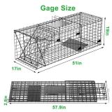 VASALAID Live Animal Trap Cage, 51 X 19 X 17inch Catch and Release Humane Live Trap Cage Indoor Outdoor Foldable Trap Cage for Dogs,Coyotes, Foxes, Raccoons - Retail: $129.45