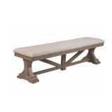 Arlo Natural 69 in. W Bedroom Bench with Cushioned, Solid Wood - Retail: $324.47