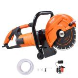 VEVOR Electric Concrete Saw, 9 in Circular Saw Cutter with 3.5 in Cutting Depth, Wet/Dry Disk Saw Cutter Includes Water Line, Pump and Blade, for Stone, Brick, Porcelain, Concrete, 1800W/15A Motor - R