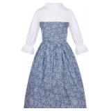 Colonial Costume Girls Pioneer Dress with Bonnet