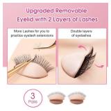 3 Pairs 2 Layers Eyelash Practice Eyelids for Mannequin Head