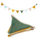 Bunting Triangle Flags, Woodland Party Decor (Brown Yellow)