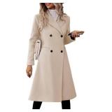 $66 Danedvi Womens Double Breasted Long Pea Coat Winter Slim Fit