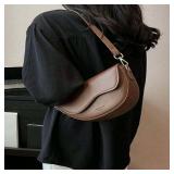 SUGARMOM Vintage Saddle Bag, Wide Strap PU Leather Purse