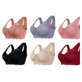 Bra Lace Front-Button Seamless Camisole Top-5Pcs -Size-S